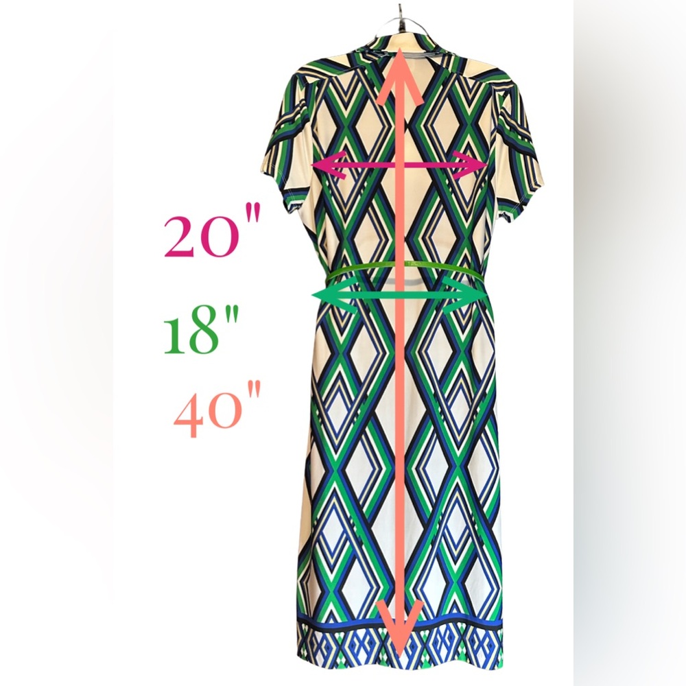 Anne Klein Blue and Green Geometric Midi Dress - Picture 6 of 6